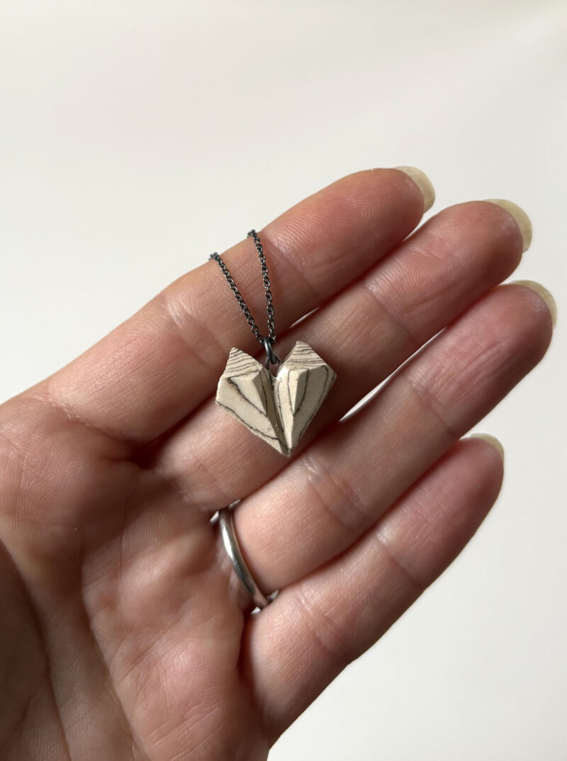 Large CARVED Heart - Ceramic Necklace no4 - Image 2