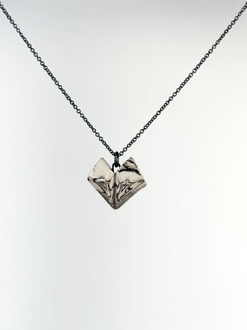 Medium CARVED Heart - Ceramic Necklace no7