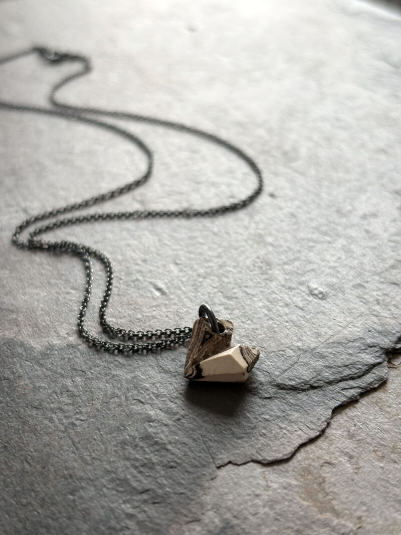 Small CARVED Heart - Ceramic Necklace no7 - Image 4