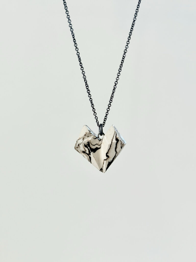 Large CARVED Heart - Ceramic Necklace no3 - Image 2