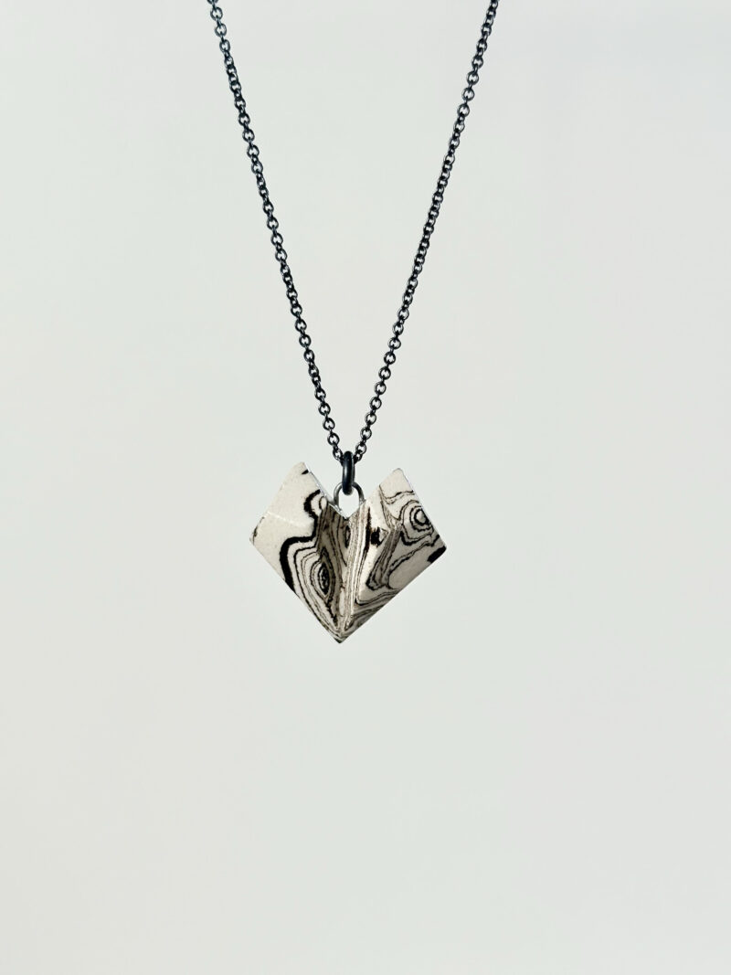 Large CARVED Heart - Ceramic Necklace no2 - Image 2