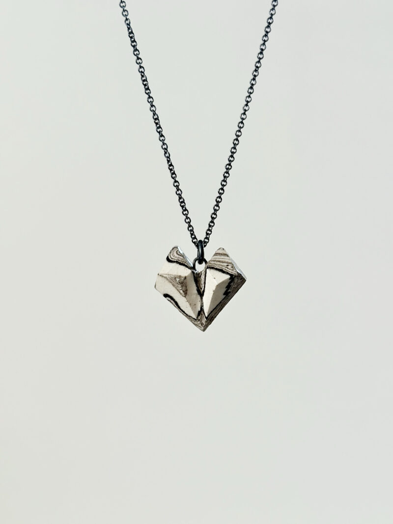 Medium CARVED Heart - Ceramic Necklace no9 - Image 2