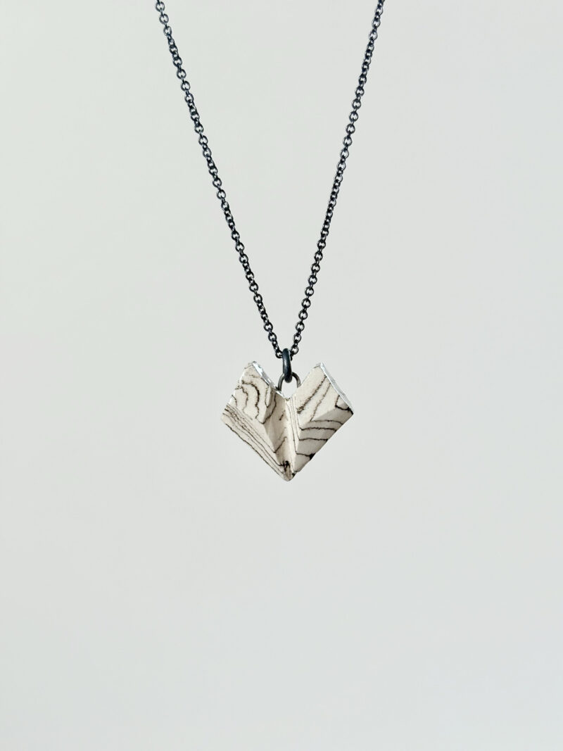 Medium CARVED Heart - Ceramic Necklace no6 - Image 2