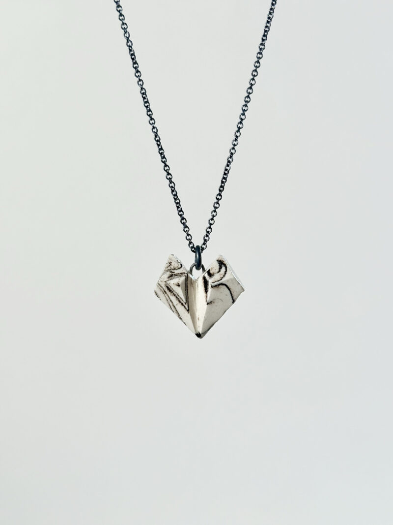 Medium CARVED Heart - Ceramic Necklace no5 - Image 2