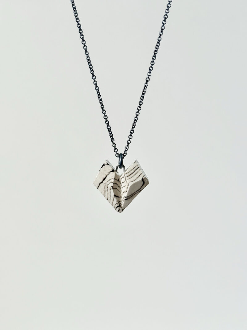 Medium CARVED Heart - Ceramic Necklace no2 - Image 2