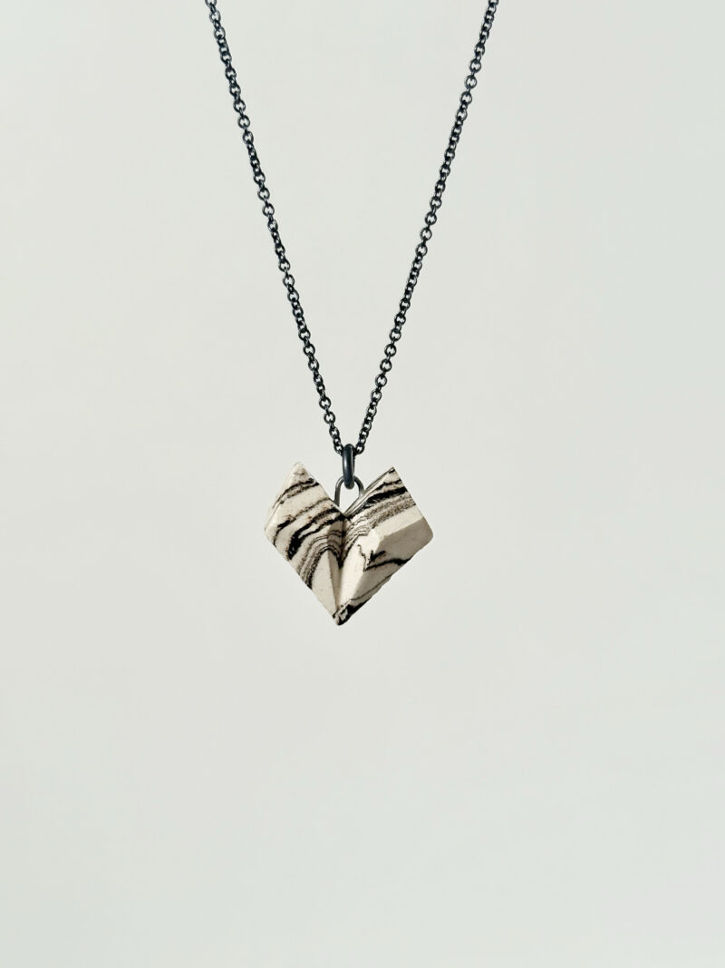 Medium CARVED Heart - Ceramic Necklace no1 - Image 2