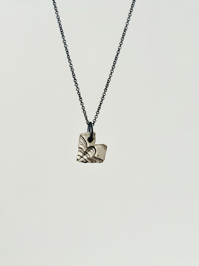 Small CARVED Heart - Ceramic Necklace no8 - Image 2