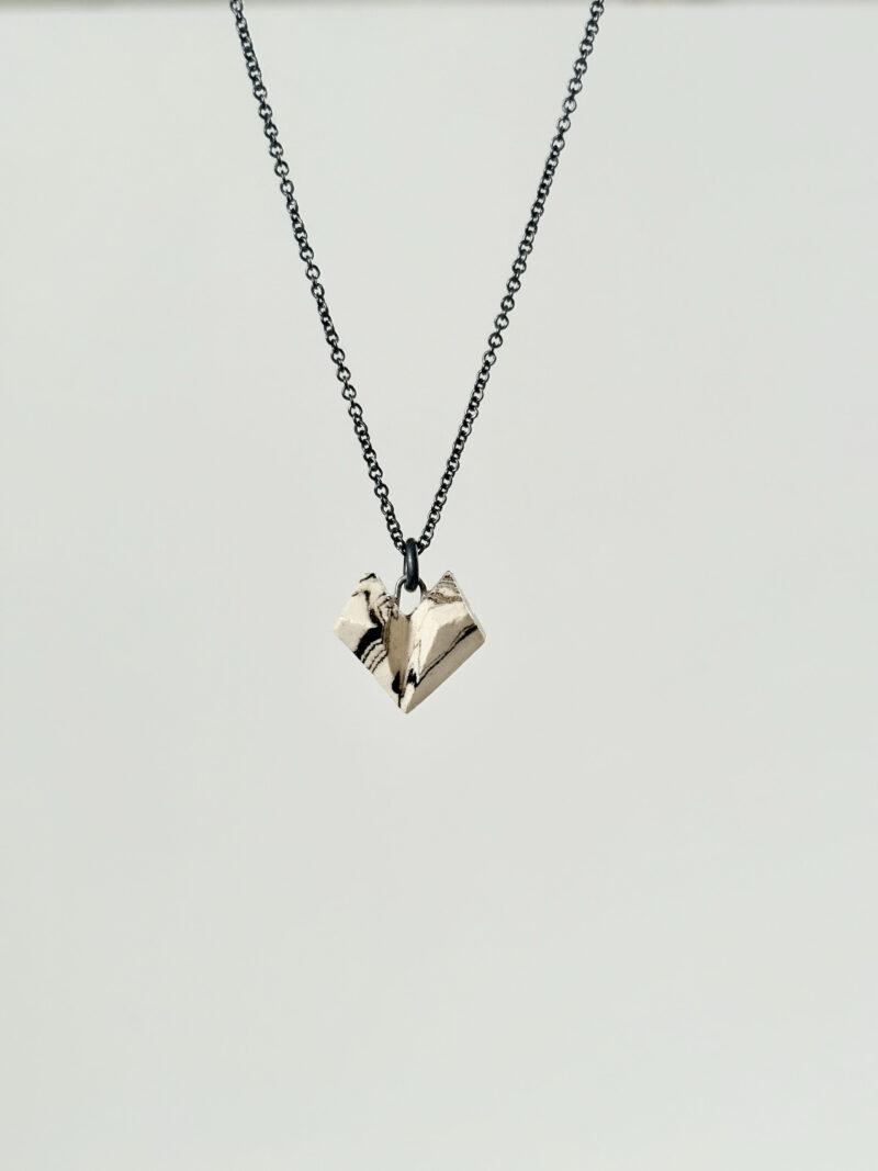 Small CARVED Heart - Ceramic Necklace no6 - Image 2