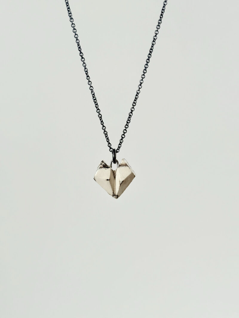 Small CARVED Heart - Ceramic Necklace no5 - Image 2