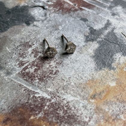 UNTAMED mini edge post earrings with sapphires