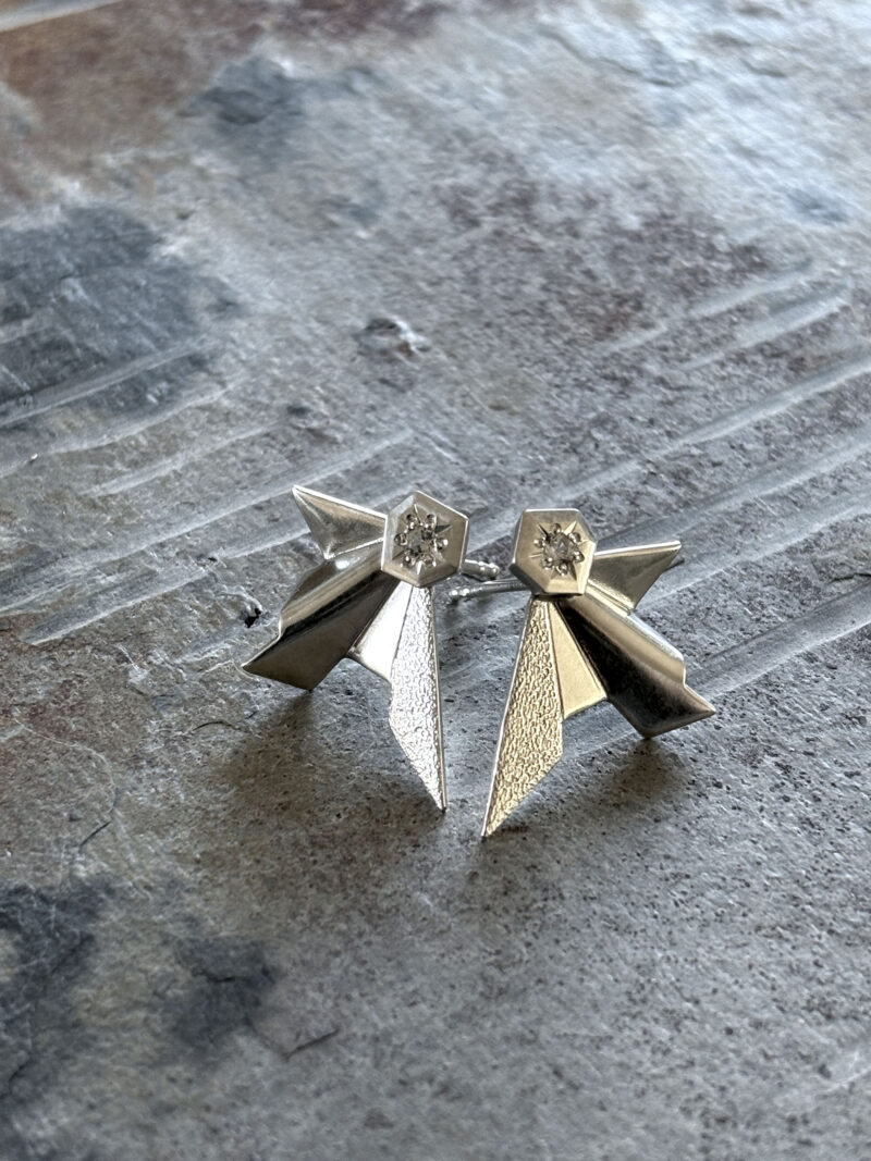 UNBOUND small wings with sapphires post earrings - Image 4